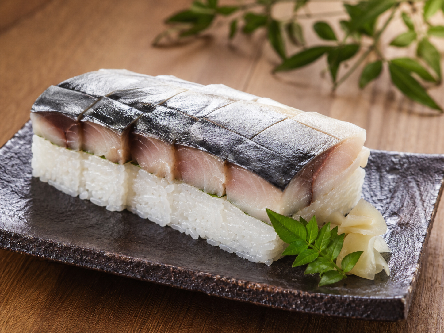 鯖棒寿司の美しい断面と酢飯